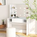 Miniatyrbild 1 av 2: Sminkbord med LED-belysning 100x40x135 cm MDF vit