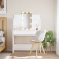 Miniatyrbild 1 av 2: Sminkbord med LED vit 96x40x142 cm