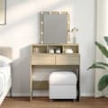 Miniatyrbild 1 av 2: Sminkbord med LED sonoma-ek 80x41x144,5 cm