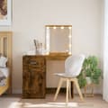 Miniatyrbild 1 av 2: Sminkbord med LED-lampor rökfärgad ek 90x42x132,5 cm