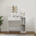 Miniatyrbild 1 av 2: Sminkbord med LED vit högglans 86,5x35x136 cm