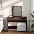 Miniatyrbild 1 av 2: Sminkbord med LED brun ek 100x40x130 cm