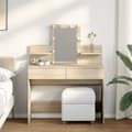 Miniatyrbild 1 av 2: Sminkbord med LED sonoma-ek 100x40x130 cm