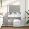 Miniatyrbild 1 av 2: Sminkbord med LED vit 80x41x134,5 cm