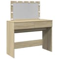 Miniatyrbild 2 av 2: Sminkbord med LED sonoma-ek 100x40x120 cm
