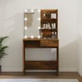 Miniatyrbild 1 av 2: Sminkbord med LED brun ek 74,5x40x141 cm
