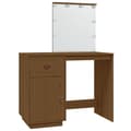 Miniatyrbild 2 av 2: Sminkbord med LED Honungsbrun 95x50x133,5 cm massiv furu