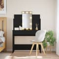 Miniatyrbild 1 av 2: Sminkbord med LED svart 96x40x142 cm