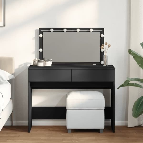 Sminkbord med LED svart 100x40x120 cm