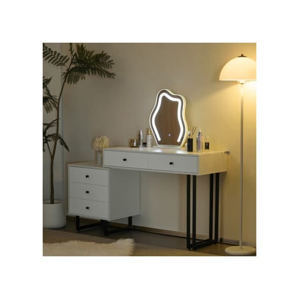 Set av sminkbord med spegel och belysning, LED-belysning 3 färger, mått: L100/H76/T40 cm (utan stol)