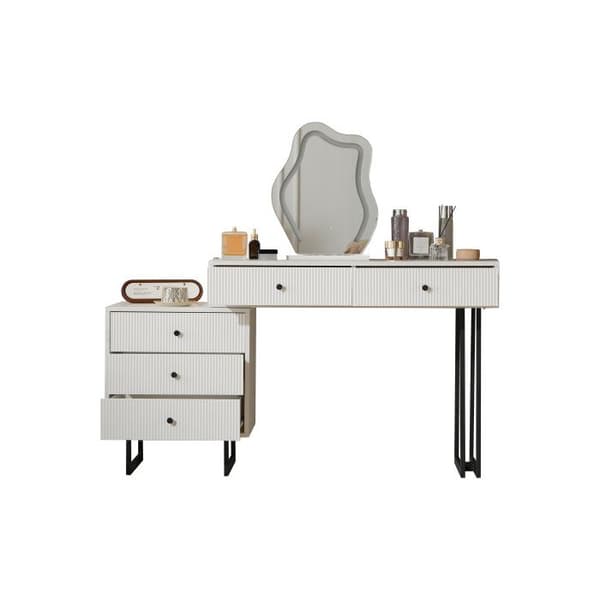 Set av sminkbord med spegel och belysning, LED-belysning 3 färger, mått: L100/H76/T40 cm (utan stol)