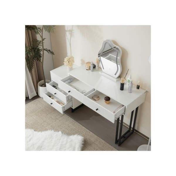 Set av sminkbord med spegel och belysning, LED-belysning 3 färger, mått: L100/H76/T40 cm (utan stol)