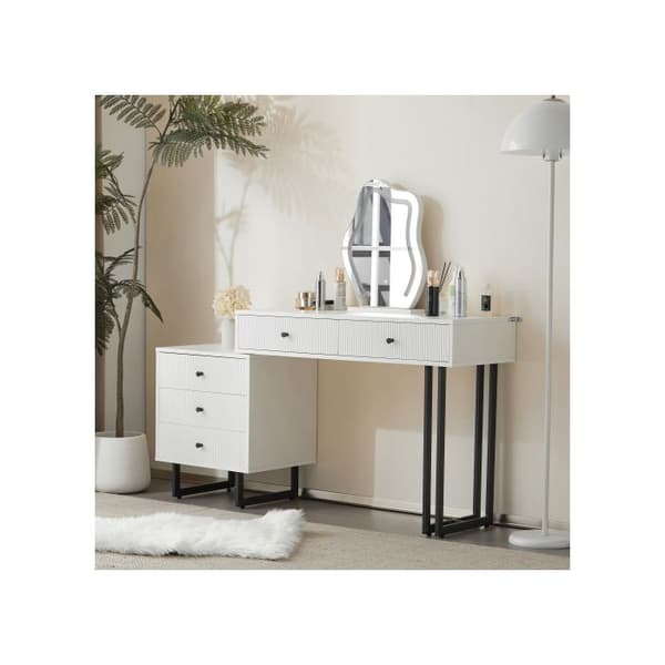 Set av sminkbord med spegel och belysning, LED-belysning 3 färger, mått: L100/H76/T40 cm (utan stol)