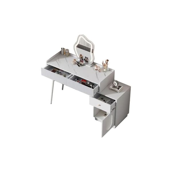 Coiffeuse med LED-spegel och belysning - Mått: L100/H75/W40 cm (utan pall)