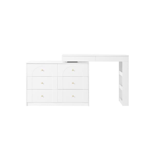 Svanande sminkbord med LED-belysning, sminkbord, skrivbord, vit, 105×40×80cm