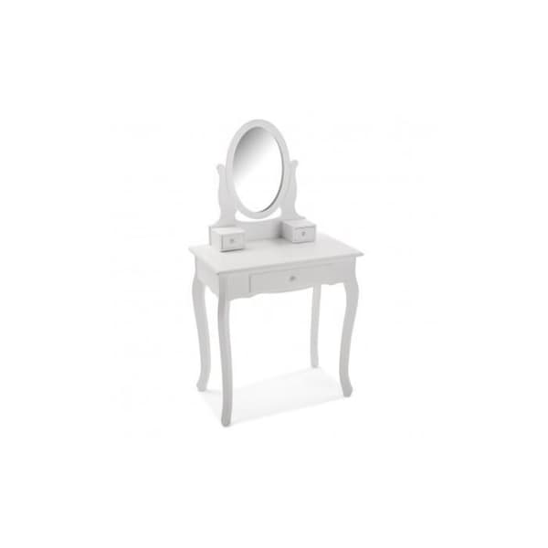 Klassiskt Kate Sminkbord - VERSA - Trä och glas - Vit - 129,5 x 40 x 70 cm