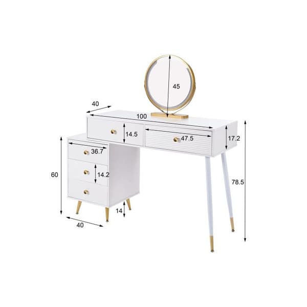 Frisör, set med LED-belysning och spegel Mått: L100/H78/T40 cm (pall ingår inte)