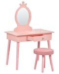 Miniatyrbilde 4 av 10: Kommodebord for Barn med Speil og Krakk Rosa MDF 1 Skuff Barneromsmøbler
