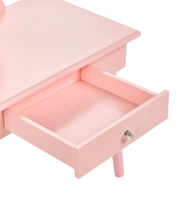 Kommodebord for Barn med Speil og Krakk Rosa MDF 1 Skuff Barneromsmøbler