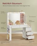 Miniatyrbillede 3 af 7: Rootz Dressing Table - Vanity Table - Makeup -bord - LED -belysning - Hvid - 40 x 125 x 140 cm