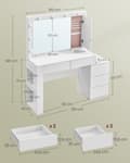 Miniatyrbillede 7 af 7: Rootz Dressing Table - Vanity Table - Makeup -bord - LED -belysning - Hvid - 40 x 125 x 140 cm