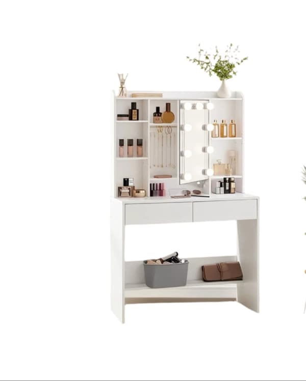 Rootz toalettbord med LED -belysning - Vanity Table - Makeup Desk - Justerbara färger och ljusstyrka - 40 x 90 x 144,7 cm