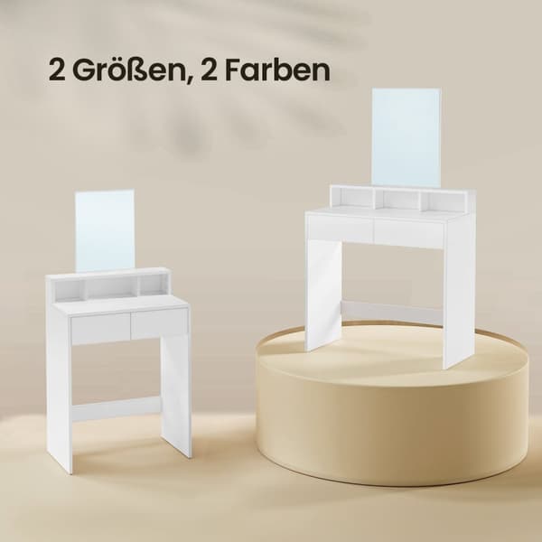 Rootz Dressing Bord med spejl - Frisørstabel - Vanity Desk - Rummelig opbevaring - 40 x 60 x 127 cm