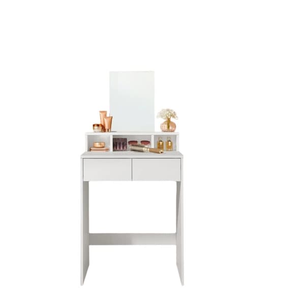 Rootz Dressing Bord med spejl - Frisørstabel - Vanity Desk - Rummelig opbevaring - 40 x 60 x 127 cm