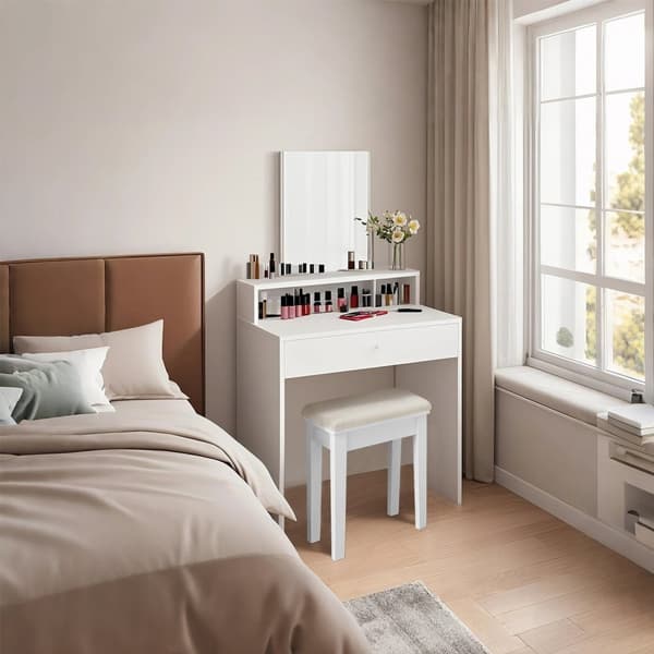 Rootz Dressing Table - Hairressing Table - Makeup Vanity - Stilfuld opbevaring - 80 cm x 40 cm x 140 cm