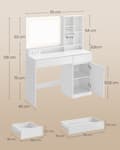 Miniatyrbild 6 av 7: Rootz toalettbord med LED -belysning - Vanity Table - Makeup Desk - MDF and Chipboard - Cloud White - 40 x 110 x 138 cm
