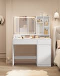 Miniatyrbild 2 av 7: Rootz toalettbord med LED -belysning - Vanity Table - Makeup Desk - MDF and Chipboard - Cloud White - 40 x 110 x 138 cm