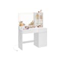 Miniatyrbild 1 av 7: Rootz toalettbord med LED -belysning - Vanity Table - Makeup Desk - MDF and Chipboard - Cloud White - 40 x 110 x 138 cm