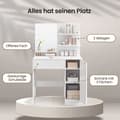 Miniatyrbillede 4 af 6: Rootz Dressing Table Set - Vanity Table - Beauty Desk - Ample Storage - 80 cm x 40 cm x 132 cm