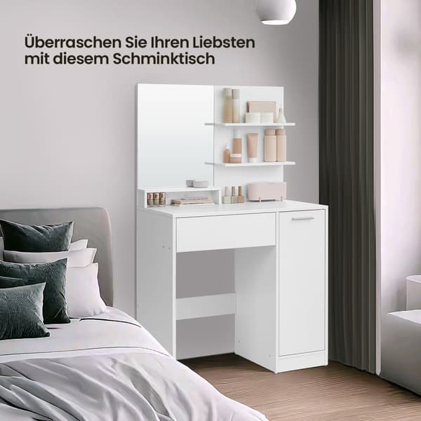 Rootz Dressing Table Set - Vanity Table - Beauty Desk - Ample Storage - 80 cm x 40 cm x 132 cm