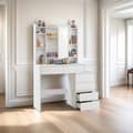 Miniatyrbild 3 av 6: Rootz toalettbord - Vanity Table - Makeuptabell - LED -belysning - Justerbara färger och ljusstyrka - 40 cm x 97,5 cm x 145 cm