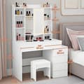 Miniatyrbild 2 av 6: Rootz toalettbord - Vanity Table - Makeuptabell - LED -belysning - Justerbara färger och ljusstyrka - 40 cm x 97,5 cm x 145 cm