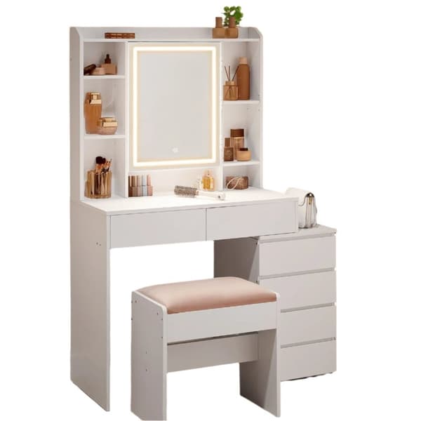 Rootz toalettbord - Vanity Table - Makeuptabell - LED -belysning - Justerbara färger och ljusstyrka - 40 cm x 97,5 cm x 145 cm