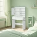 Miniatyrbillede 2 af 6: Rootz Elegant Dressing Table - Friction Table - Vanity Table - Inkluderer Mirror & skuffe - Træchipboard - 70 cm x 40 cm x 136 cm