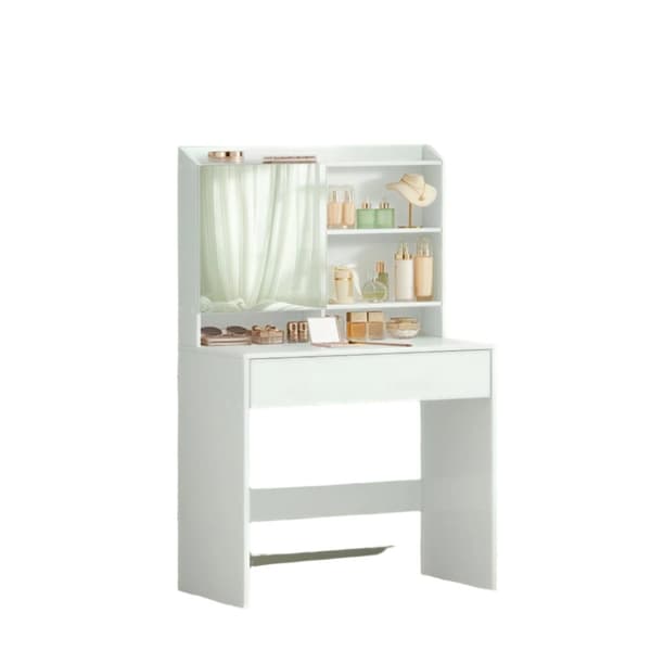 Rootz Elegant Dressing Table - Friction Table - Vanity Table - Inkluderer Mirror & skuffe - Træchipboard - 70 cm x 40 cm x 136 cm