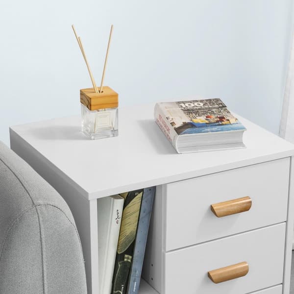 SoBuy Nattduksbord med 3 lådor Soffbord,Sidobord,Sängbord, FBT95-W