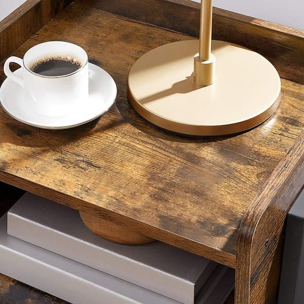 Sidobord - Sängbord Med Öppet Fack Vintage brun-svart
