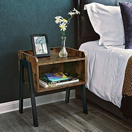 Sidobord - Sängbord Med Öppet Fack Vintage brun-svart