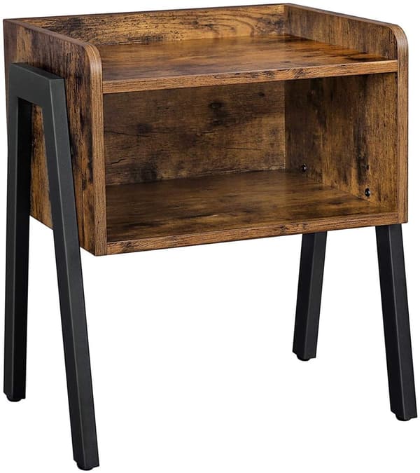 Sidobord - Sängbord Med Öppet Fack Vintage brun-svart