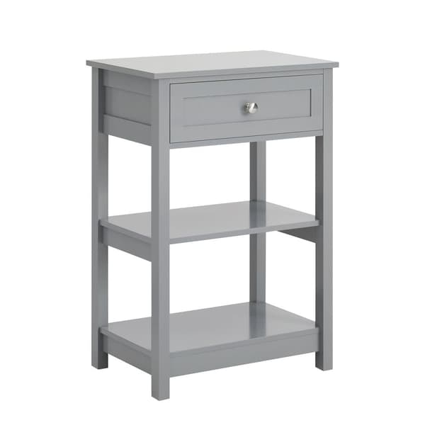 SoBuy Sengebord med 1 skuffe og 2 hylder, Sofabord, Moderne sidebord med skuffe, FBT46-HG
