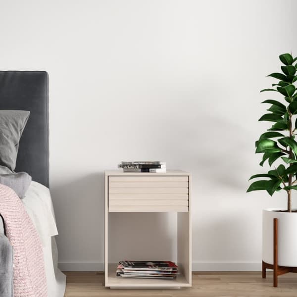 Natbord EMMA, hvid birk