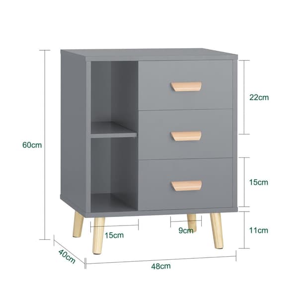 SoBuy Nattduksbord med 3 lådor Soffbord Sidobord Sängbord FBT95-HG