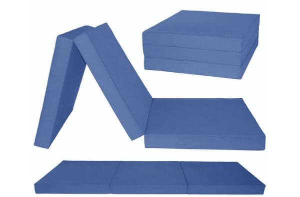 Overnattingsmadras Navy Blue - foldbar madras - 195x80x15 cm - campingmadras
