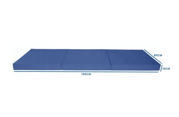 Overnattingsmadras Navy Blue - foldbar madras - 195x80x15 cm - campingmadras