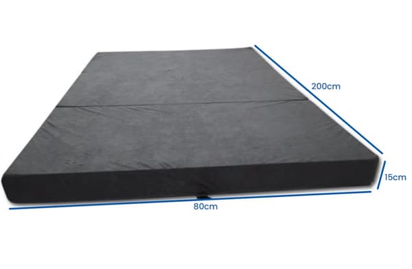 Gästsängsmadrass grå - hopfällbar madrass - 200x80x10 cm - campingmadrass