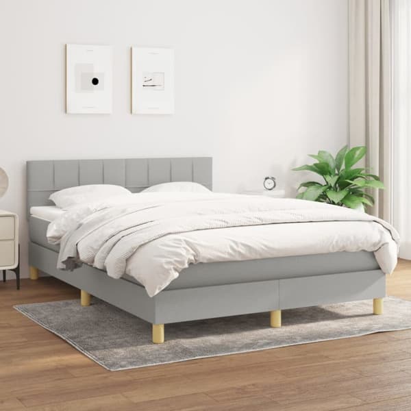 kontinentalseng med madras 140x190 cm stof lysegrå